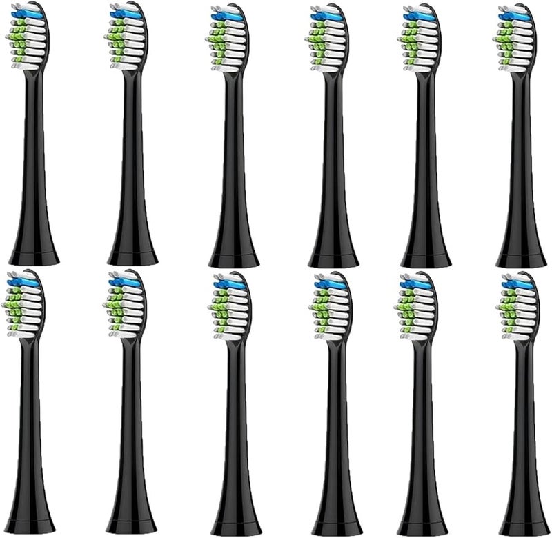 Replacement Brush Heads Compatible for PH Electric Toothbrush 12pcs Black